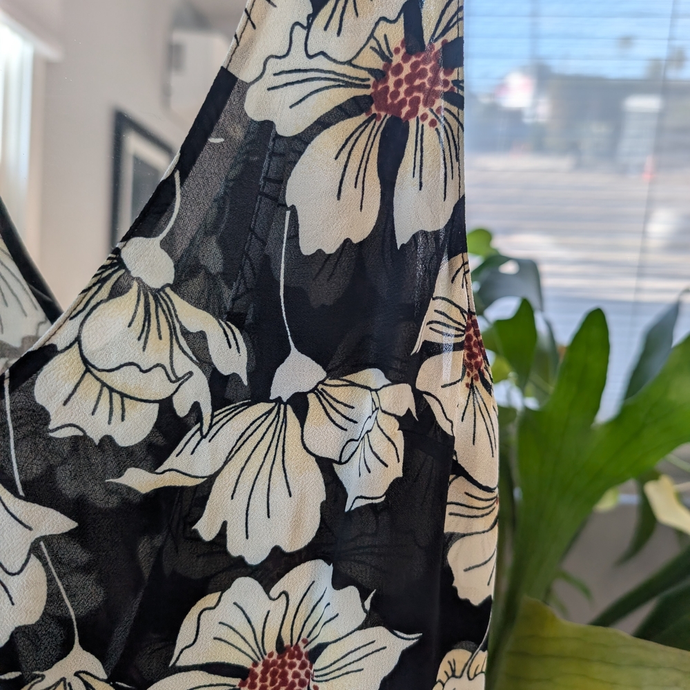 Reformation Black and Cream Floral Midi Dress - Picture 6 of 6